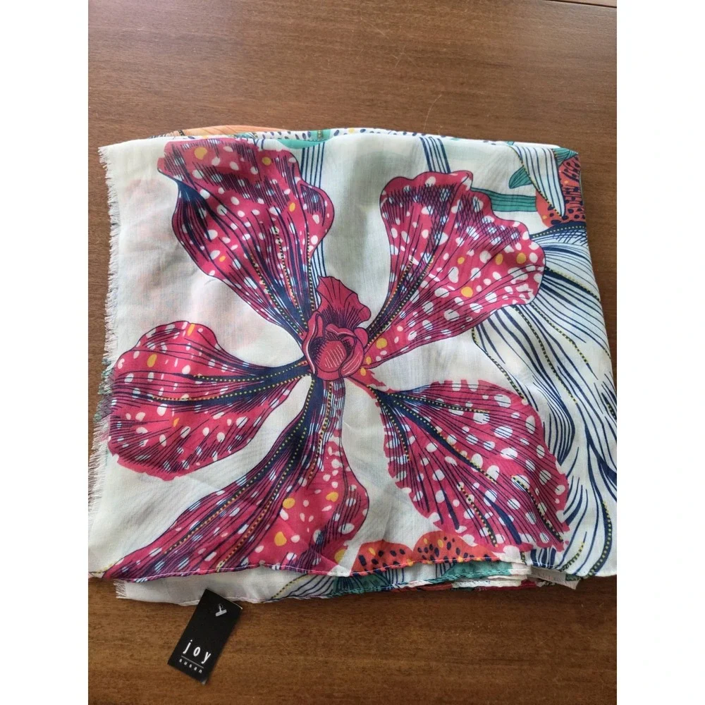Joy Susan Shawl Scarf Breezy Botanical Tropical Coastal Hawaiian Beach Artisan
